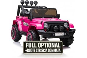Macchina Elettrica Per Bambini Fuoristrada Adventure Full Optional Auto Elettrica Per Bambini Telecomandata Sedile In Pelle Porte Apribili Doppio Motore Elettrico 12V TOYSCAR Fucsia