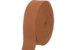 sourcing map Cotton Webbing 1.5 Inch 11 Yard Polyester Cotton Weave Webbing Strap Twill Tape Ribbon for Arts and Crafts Webbing Tote Bag Handles Cloth Belt Making Outdoor Supplies, Brown