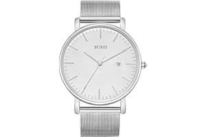 BUREI Orologio da uomo elegante, minimalista, analogico, al quarzo, resistente all'acqua