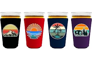 COOLIE JUNCTION Retro Outdoor Designs Pint Glass Coolie 4 Pack