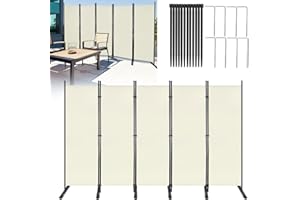 ‎AUFUN Aufun Paravent Trennwand Raumteiler Sichtschutz 280cm x 180cm Stellwand Sichtschutzwand Faltbar Verstellbar Raumteiler Innen und Außenbereich für Büros, Garten Balkon (Beige)