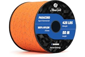 Abma Cord Paracord 3mm 3 Strands Parachute Cord 100% Nylon Rope - Max. 192kg (425lbs)