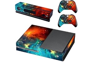 DOTBUY-SHOP DOTBUY Xbox One Autocollant Console Decal Vinyl Skin Sticker + 2 Autocollant Manette + 1 Autocollant Kinect Set (Starry Blue-Orange)