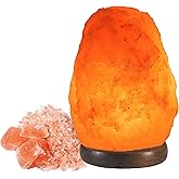 BEPER P201UTP100 Lámpara de Sal con Intensidad de Luz Ajustable - Lámpara Única, Tallada a Mano con Base de Madera