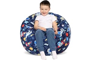 DECALSWEET Astronaut Kids Bean Bag Chair-Cover Only-Large Stuffed Animal Storage Bean Bag for Girls Boys Indoor Outdoor (No Filling)