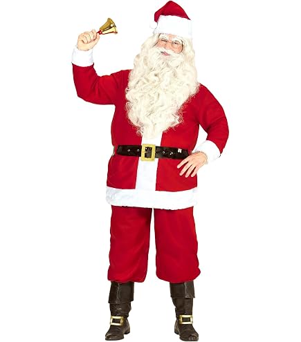 Costume Da Babbo Natale 11 Pezzi Set Completo Taglia 5XL – Giacca Pantaloni Cappello Parrucca Barba Occhiali Guanti Campana Borse E Cintura