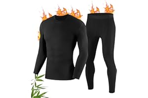 FORVEVO Męska bielizna termiczna, zimowa bielizna narciarska z polarem wewnętrznym, zestaw bielizny termicznej, bielizna funkcyjna, miękka, ciepła bielizna, oddychająca bielizna termiczna (rozmiar