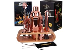 ZBPASL 16pcs Cocktail Shaker Set, Cocktail Set mit Cocktailshaker,Jigger, Einer Eiszange, Set Cocktail Mixen Mit Muddler, Flaschenöffner,Shaker Cocktail Set,Bar Werkzeug Set (Rose Gold)