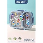 600 ML Sızdırmaz İki B&ouml;lme Paslanmaz &Ccedil;elik Lunch Box Yeni Nesil Sefer Tası &Ccedil;atallı Kaşık ff7163