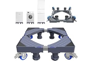 Zuquik Waschmaschinen Untergestell, Einrohrdesign mit 4 Füßen + 4 Rädern, Erhöhung für Waschmaschine, Kühlschrank und Trockner, Anti-Rutsch, Schockabsorbierend, für Haushaltsgeräte,bis 250 kg