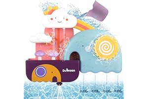 WolinTek Giochi Bagnetto Giocattolo a Cascata, Giochi Bagnetto per Bambini Giocattoli Bagnetto Bagno per Ragazzi Ragazze Barca ad Elefante con Bolla da Doccia Regalo per Bambini 6-12 Mesi