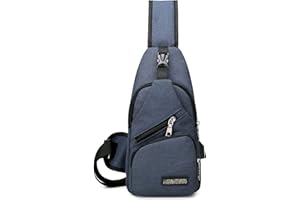 VARLIVOO Fashion Men's Sling Bag with USB Port Chest Bag Shoulder Bags Sports Bag Crossbody Bag Travel Hiking Cycling Sling Backpack Waterproof Polyester