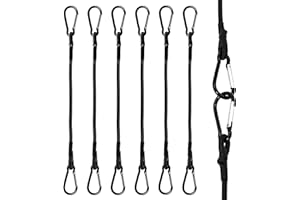 Brelet Tendeurs Elastique avec Mousqueton, 6 Pcs Robuste Tendeur Elastique, 30CM Tendeurs Elastique avec Crochets pour Camping, Bâches, Tente, Bagages, Voitur et Motos