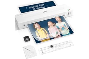 GLADTOP Laminiergerät A3, Laminierset für A3/A4/A6 mit Laminierfolien, 6 in 1 Laminiermaschinen mit Papierschneider und Eckenabrunder, Kalt- und Heißlaminieren Laminator für Büro, Schule & Zuhause