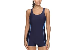 CharmLeaks Women Boyleg One Piece Swimsuit Sport Swimming Costume Modest Swimwear