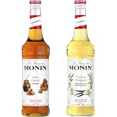 MONIN - Surtido de jarabe de sabor a caramelo y jarabe de vainilla Madagascar - Para caf&eacute;, chocolate caliente, capuchino o le