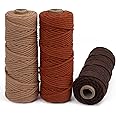 LEREATI Macrame Cord 3mm Set, 150m Thick Macrame Cotton Rope Yarn, 4 ...