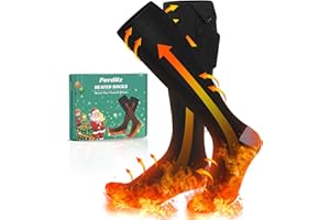 Ferdiiz 2024 ogrzewane skarpety, 2 x akumulator 6000 mAh/5 V, maks. 12 h, ogrzewacze do stóp, elektrycznie ładowane, wełniane, 2 druty grzewcze, skarpety grzewcze z 4 temperaturami, dla chłopców i