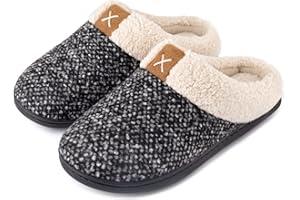 ULTRAIDEAS Damskie przytulne kapcie z pianki z pamięcią kształtu puszyste wełniane pluszowe polarowe wyściełane buty domowe z podszewką z wewnątrz i na zewnątrz antypoślizgowa gumowa podeszwa