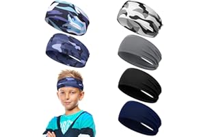 Yuanchu 6 szt. sportowych opasek na głowę dla chłopców, oddychające chłopięce sportowe opaski przeciwpotne antypoślizgowe elastyczne opaski na głowę wilgoć