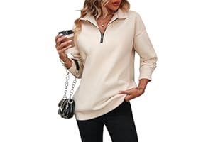 LEKOPUR Half Zip Pullover Sweatshirt Women V Neck Jumpers Autumn Winter Long Sleeve T Shirts Tops Ladies Plain Sweatshirts y2k Jumper Womens Basic Long Sweaters for Women
