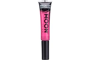 Moon Glow Bandes de couleur de cheveux UV néon | Mascara capillaire - Teinture capillaire lavable temporaire | Couleur néon brillante, brille sous un éclairage UV, rose foncé, 15 ml