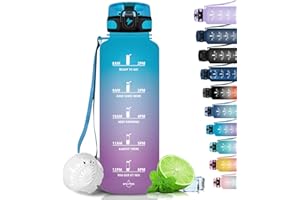 ‎GRSTA Grsta Trinkflasche 1,5 Liter - Trinkflasche Sport, BPA Frei, Trinkflasche Kohlensäure Geeignet, Auslaufsicher, Wasserflasche mit Filter und Zeitmarkierung für Gym, Schule, Büro und Outdoor