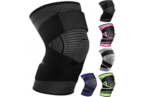 Ruilaibao Adjustable Knee Support Brace 1 pack Compression Knee Sleeves for Men Women Use for Meniscus Tear, Arthritis, Tendinitis, Ligament Injury,Weight Lifting, Anti Slip Knee Brace (Black, Small)