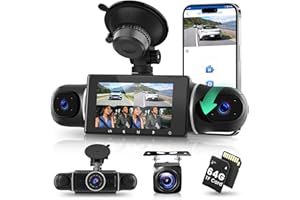 Hodozzy Dash CAM Coche con 4 Cámaras FHD 1080P Delantera y Trasera Izquierda Derecha, Pantalla IPS de 3 Pulgadas, 24/7 Monitor Modo Aparcamiento, WiFi & App Control, Visión Nocturna y Sensor G y 64GB