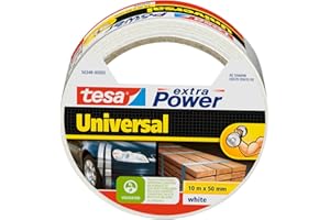 tesa extra Power Universal Duct Tape - Nastro Adesivo a Tenuta Extraforte - Nastro Versatile per Riparare, Fissare, Sigillare e molti altri Usi - Bianco - 1 Rotolo - 10 m x 50 mm