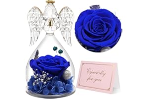 Yamonic Preserved Real Rose Gifts for Women, Forever Rose in Glass Angel Figurine, Eternal Rose Gifts for Her,Birthday Gifts for Mum Grandma Wife,Preserved Rose Angel Gift for Women on Christmas