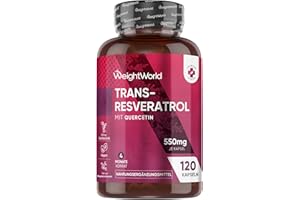 ‎WEIGHTWORLD Trans - Resveratrol mit Quercetin 550mg - 4 Monate Vorrat - Alternative zu Pulver - 120 vegane Kapseln - Frei von Magnesiumstearat - Japanischer Knöterich von WeightWorld
