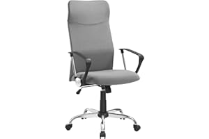 SONGMICS Sedia da Ufficio, Sedia da Scrivania Ergonomica, Girevole, Seduta Imbottito, Regolabile in Altezza e Inclinabile, Portata di 120 kg, Grigio OBN034G01