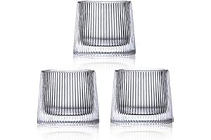 HolaJia Bicchieri whisky cristallo- Bicchieri amaro premium da 5OZ, bicchieri rum in vetro, 3 bicchieri da whisky per bourbon, scotch(striscia verticale)