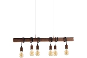 ‎EGLO EGLO Pendellampe Townshend, 6 flammige Vintage Pendelleuchte im Industrial Design, Retro Hängelampe aus Stahl, Farbe: Antik braun, Fassung: E27