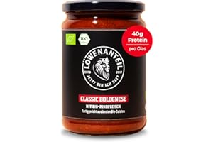 Löwenanteil - 100% Bio-Eintopf CLASSIC BOLOGNESE - 570g Glas - Proteinreiches Bio-Fertiggericht mit saftigem Bio-Rindfleisch, Tomaten & Basilikum - Ohne Zuckerzusatz & Glutenfrei - Menge: 1