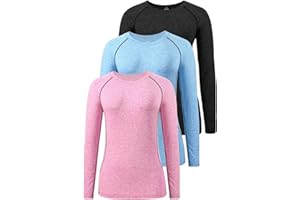 Star Vibe 3 Pack Dry Fit Long Sleeve Tshirt for Women Moisture Wicking Long Sleeve Tee Outdoor Compression Running Workout Tops