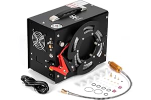 TUXING Compresor de aire PCP, 4500 PSI/30 Mpa, compresor portátil PCP con transformador de corriente incorporado, parada automática, DC12 V/AC120 V, bomba de compresor sin aceite y sin agua