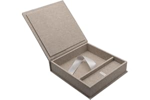 ELEGANTDISK Elegant Foto-Box mit USB Slot. Geschenkbox für USB-Sticks und Fotoabzüge 13x18 cm (ohne USB) Aufbewahrungsbox Hochzeitsbox, Erinnerungsbox, Fotogeschenk (Grau, 21x21x5 cm)