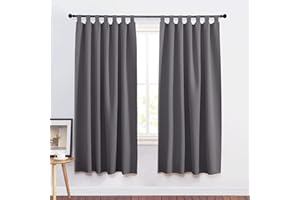 PONY DANCE Rideaux Occultants Thermique - Rideau Gris Draperies à Pattes pour Salon Chambre Maison, Lumineux Bloquer Unicolore Panneaux Solid Tissu, L 140 x H 175, Gris, 2 Pièces