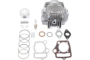 WOOSTAR 52.4mm Complete Cylinder Head 66mm Valves with Pistons and Gaskets Replacement for 4 Stroke Chinese Taotao Coolster 110cc Engine ATV Go Kart Dirt Bike