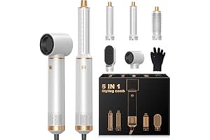 OKWRAP Airbrush 5 in 1, 5 in 1 Hair Styler, Airbrush Hair Styler, Airstyler with Ionic Hair Dryer, Auto Air Curler, Hot Brush Styler for Dry, Curl, Straighten, Volumise,and Smooth All Hair Type/Length