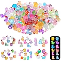 240 Stück Mini Leucht-Enten - Bunte Harz-Figuren Für Deko