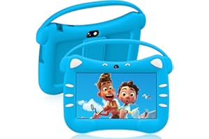 ascrecem Tablette Educative Enfant 7 Pouces Android Tablette Enfants avec WiFi Cntrôle Parental Double Caméra Étui de Sécurité 2 Go de RAM 32 Go ROM 128 Go Extensible de 3-12 Ans Filles Garçons(Bleu)