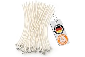 FALKENHORN® Kerzendochte 10cm – vorgewachst & mit Metallfuß – 50 Stück für DIY-Kerzenherstellung – geeignet für viele Wachsarten – ideal für Gläser, Gießformen & Dekokerzen