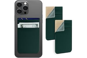 imluckies 2-Pack Porte-Cartes Adhésive pour Téléphone, [Deux Poches élastiques], Portefeuille pour Cartes de Crédit/Identité Compatible avec iPhone/Samsung/Tous Les Smartphones, Vert