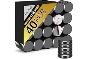 DIYMAG Ceramic Round Magnets, 40 Packs with Double-Sided Adhesive, Perfect for Fridge, DIY, Building, Scientific, Craft, and Office Use