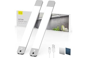 ‎LROLTEF Schrankbeleuchtung Led Lampe mit Handwelle & Bewegungsmelder - 30cm 2200mAh Schranklicht Unterbauleuchte Küche Licht Dimmbar - Vitrinenbeleuchtung Treppenlicht Leiste Magnetische | 2 Stück