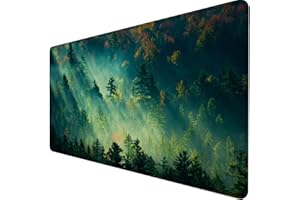 Owege Gaming Mauspad XXL 900 x 400 mm Morgenglanzwald Mousepad Groß Vernähte Kanten Wasserdicht Anti-Rutsch für PC, MacBook, Laptop Verbessert Präzision und Geschwindigkeit