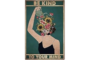 Nayyana Be Kind to Your Mind Poster mural vintage hippie bohème vintage Cadeau d'encouragement pour femme Bureau à domicile Chambre à coucher Salon Café Décoration murale